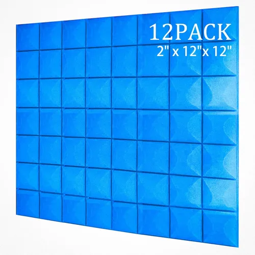 Miniatura 11 de Paquete de 24 paneles acústicos de espuma Saiqiang con aislamiento de sonido, paneles de espuma de 1 x 12 x 12 pulgadas, paneles de absorción
