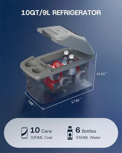 Miniatura 10 de Upstreman Enfriador y calentador eléctrico de 10 cuartos (9 L) de capacidad, refrigerador termoeléctrico para automóvil con correa para el hombro