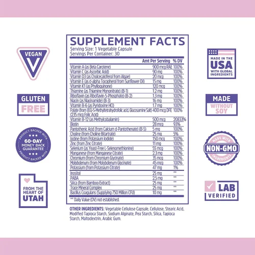 Miniatura 2 de Zhou Daily Boost - Multivitamínico probiótico para mujeres y hombres, apoyo inmunológico, antioxidante y suplemento de salud ocular con vitamina A