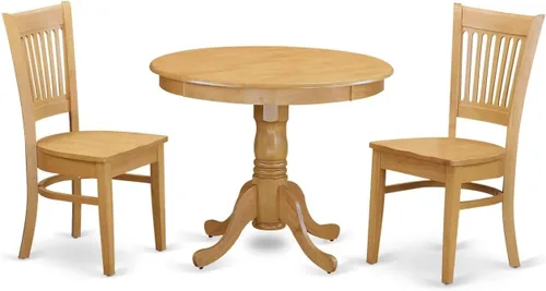 Miniatura 7 de East West Furniture ANVA3-BLK-C - Juego de mesa de comedor moderno de 3 piezas que contiene una mesa de cocina redonda con pedestal y 2 sillas