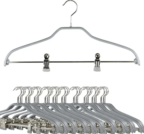 Miniatura 13 de Mawa by Reston Lloyd Silhouette Series - Percha antideslizante para ahorrar espacio con clips para pantalones, estilo 40/FK, juego de 5, color blanco