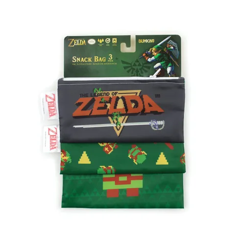 Miniatura 6 de Bumkins Nintendo Bolsas reutilizables para sándwiches y aperitivos, para el almuerzo escolar de los niños y para porciones de adultos, tela lavable