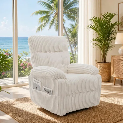 Miniatura 11 de Claiks - Silla reclinable eléctrica de gravedad cero, de pana, color gris Gravedad cero, ajustable, eléctrico, bolsillo lateral