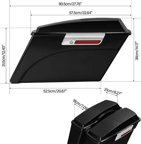 Miniatura 7 de XMT-MOTO - Alforjas rígidas con tapas de altavoz de 6 x 9 pulgadas+soportes de conversión cromados para Harley Davidson modelos Softail 1984-2017