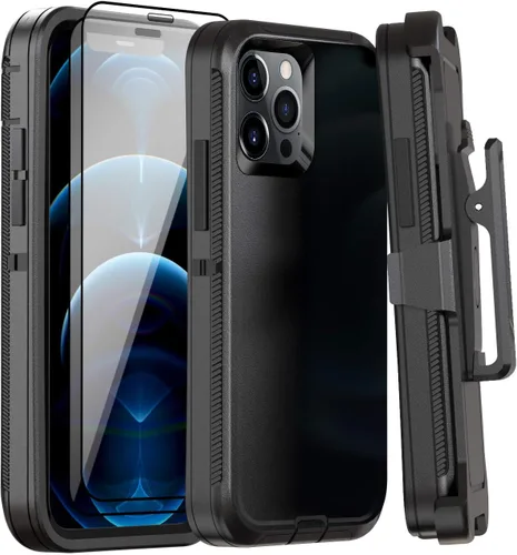 Miniatura 35 de Funda para iPhone 12 Mini con funda de clip para cinturón y 2 protectores de pantalla, funda de protección completa resistente de grado militar a