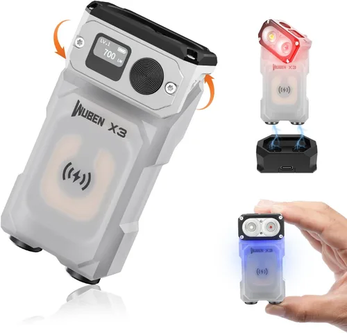 Miniatura 15 de WUBEN X3 Mini Linterna con Caja de Carga Recargable 180 Grados Llavero EDC Linterna Giratoria Ip65 Impermeable Imán Linternas de Bolsillo 10 Modos