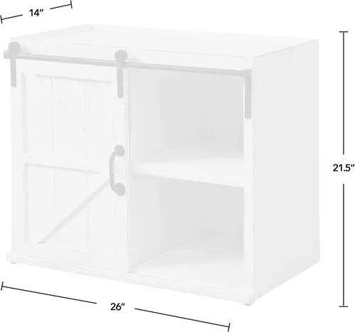 Miniatura 2 de FirsTime & Co. Mesa auxiliar de puerta de granero Bolton blanca, mesa auxiliar, mesita de noche, madera y metal, 26 x 14 x 21.5 pulgadas