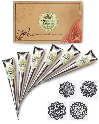 Miniatura 8 de Conos de henna 3 × 30 g Paquete Hechos de hojas de henna 100% naturales Conos prellenos listos para usar Filtrados en 5 etapas para un