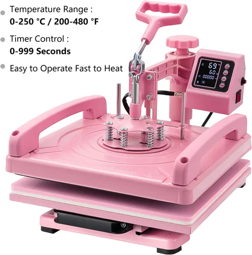 Miniatura 7 de Leomru - Máquina de prensa de calor 5 en 1 de 15 x 15 pulgadas, máquina de prensa de calor para camisetas, sombrero, gorra, taza, plato, giro