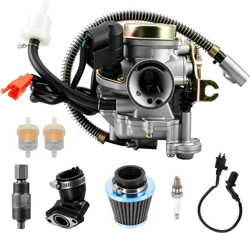 Carburador 139QMB para GY6 50CC 49CC 4 tiempos Scooter Taotao Motor 0.709 in carb+ filtro de aire colector de admisión - Carburador de 50 cc