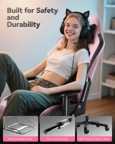 Miniatura 9 de AutoFull C3 Silla Gaming, Silla Gaming Estilo Carreras con Soporte Lumbar Ergonómico, Silla de PC de Cuero PU de Respaldo Alto Ajustable
