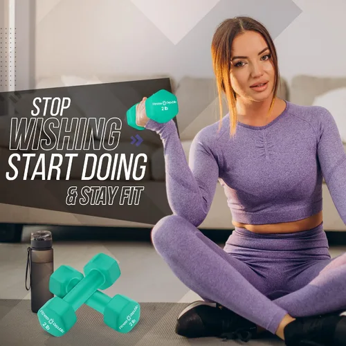 Miniatura 6 de Fitness Republic Juego de 2 mancuernas de neopreno, antideslizantes, forma hexagonal, pesas libres para tonificación muscular y fortalecimiento