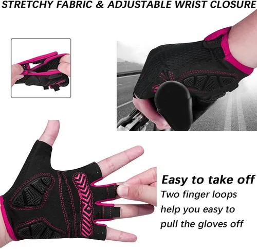 Miniatura 4 de MOREOK Guantes de ciclismo para hombresmujeres-almohadilla de gel de 0.197 in Guantes de ciclismo de medio dedo para ciclismo, levantamiento