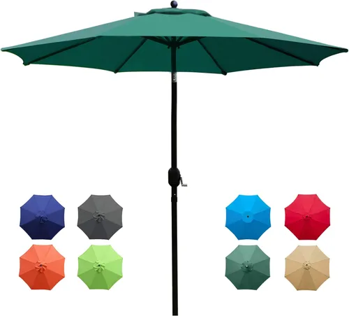 Miniatura 12 de Sunnyglade sombrilla de mesa para exteriores con 8 varillas resistentes, 9 pies