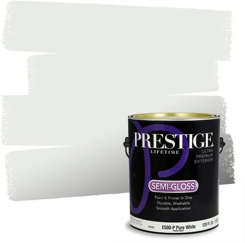 Miniatura 5 de Prestige Paints - Pintura y sellador 2 en 1 para exteriores, 1 galón, plana, similar a Sherwin Williams Snowfall, P100-P-SW6000