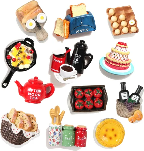 Miniatura 9 de 12 piezas de imanes para nevera de alimentos, divertidos imanes para nevera, pegatinas de nevera para la cocina, imanes decorativos de resina