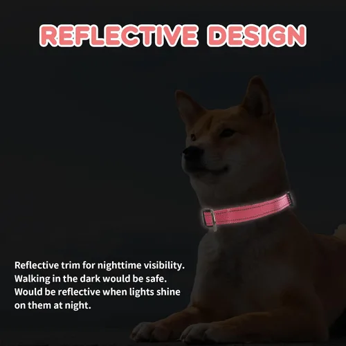 Miniatura 4 de Roses&Poetry Juego de Collar y Correa Rosa para Perro Pequeño, Juego de Correa y Collar Reflectante para Cachorros, Collares Duraderos Ajustables