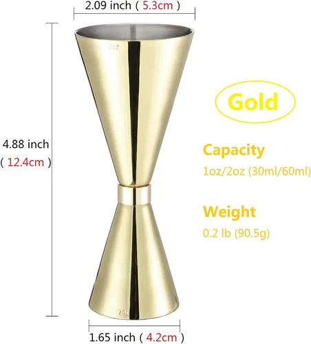 Miniatura 2 de Jigger 2oz 1oz (2.0 fl oz/1.0 fl oz), Jigger japonés acabado con medidas en el interior, vaso medidor de cóctel para bartending