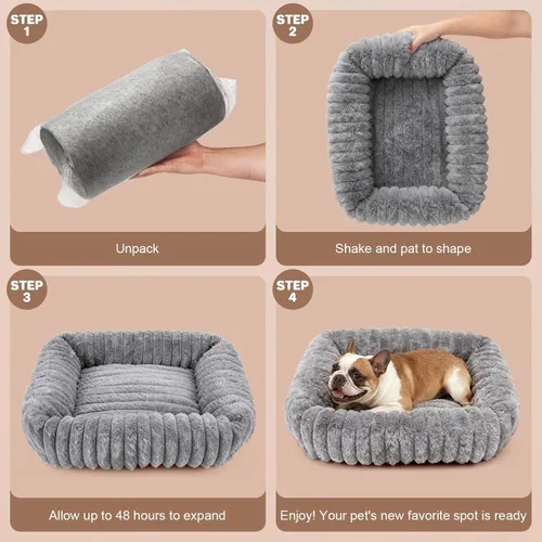 Miniatura 6 de Cama para perros pequeños y medianos, lavable y autocalentable, para gatos de interior, cama mullida de piel de conejo para mascotas para cachorros
