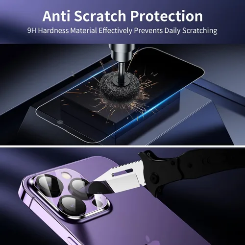 Miniatura 4 de Fotbor [Paquete de 3+3] Protector de pantalla de privacidad para iPhone 13 Pro Max con protector de lente de cámara, cobertura completa privada