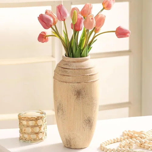 Miniatura 7 de Florero de cerámica con asas, jarrón de 12 pulgadas de alto para centros de mesa, grandes jarrones decorativos de terracota, jarrones rústicos
