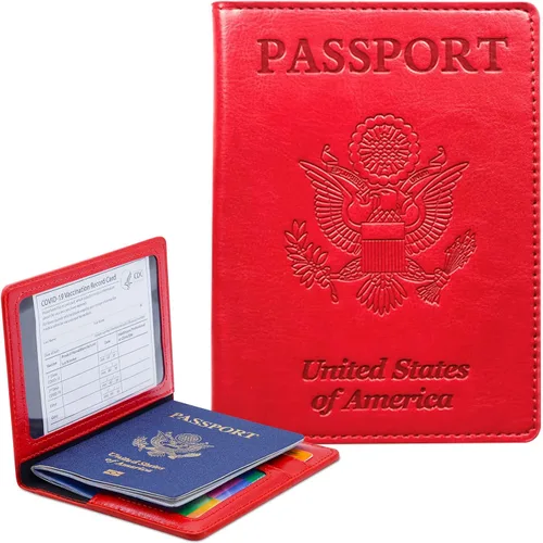 Miniatura 8 de Funda para pasaporte con bloqueo RFID de piel, tarjetero con ranura para tarjetas, accesorios de viaje, organizador de documentos, protector