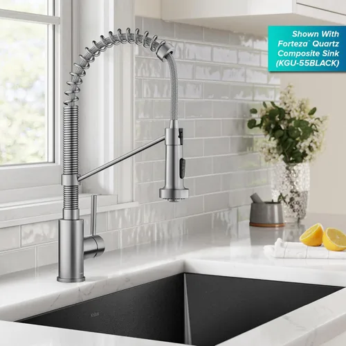 Miniatura 3 de KRAUS Bolden KPF-1610SFS - Grifo de cocina extraíble de una sola manija de estilo comercial de acero inoxidable sin manchas, con 2 funciones
