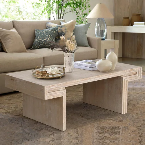 Miniatura 32 de Mesa de centro de madera, 39.37 pulgadas, cuadrada de mediados de siglo, mesa central de madera moderna de madera de fibropanel de densidad media