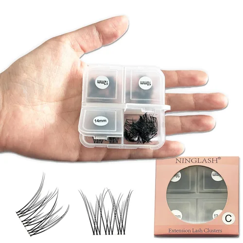 Miniatura 14 de Extensiones de pestañas naturales en racimo de pestañas finas de 0.315 a 0.472 pulgadas, racimos de pestañas cortas de aspecto natural, extensiones