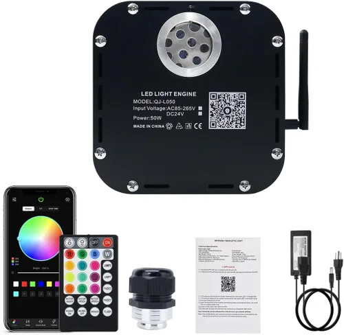 Miniatura 8 de AKEPO 4 Color 36W RGBW Luz de Fibra Óptica Parpadeante Solo Fuente de Luz, 4 Puertos RGBW Parpadeante + Activado por Música + Control a través