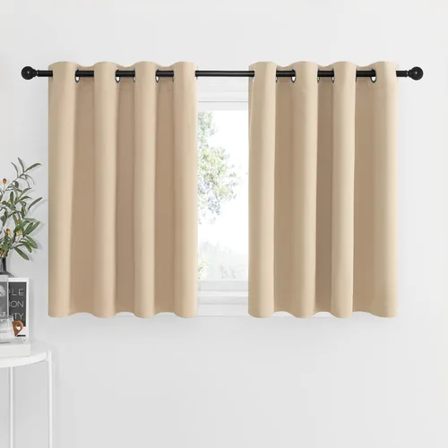 Miniatura 167 de NICETOWN Cortinas opacas de cocina para ventana sobre el fregadero, aislamiento térmico, decoración del hogar, pequeños niveles opacos con ojales