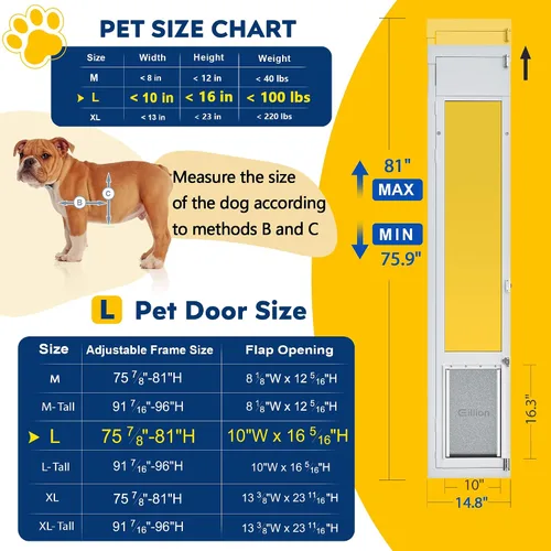 Miniatura 2 de Puerta grande para perros para puerta de vidrio deslizable, puerta para mascotas que se puede abrir para puertas de vidrio deslizables, todo