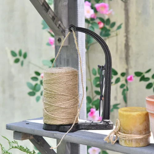 Miniatura 7 de Sungmor Juego de Soporte para Cordel de Jardín de Hierro Fundido - Juego de Cuerda de Yute Natural de 1300 pies y Estante para Cuerda y Tijeras