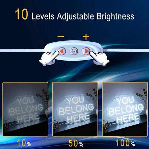 Miniatura 3 de Letrero de neón LED con texto en inglés "You Belong Here", luz de neón decorativa regulable alimentada por USB, para el hogar, sala de estar