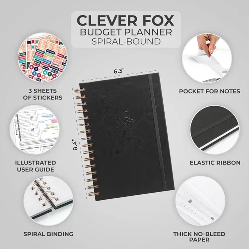 Miniatura 2 de Clever Fox Planificador de presupuesto en espiral, cuaderno de seguimiento de gastos, organizador de presupuestos mensual, cuaderno de registro