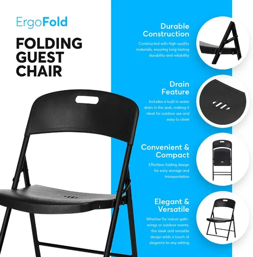 Miniatura 4 de Oline Silla Plegable, Sillas Plegables de Plástico para Interior y Exterior, Comerciales, Apilables, Plegables, para Invitados, para Eventos