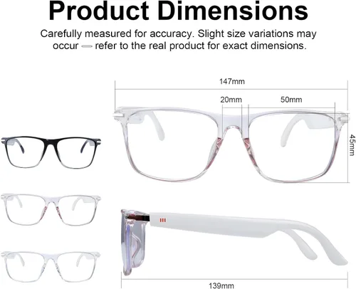 Miniatura 7 de Lentes inteligentes para hombres y mujeres, gafas Bluetooth de oreja abierta con altavoz, lentes que cambian de color de luz azul, control táctil