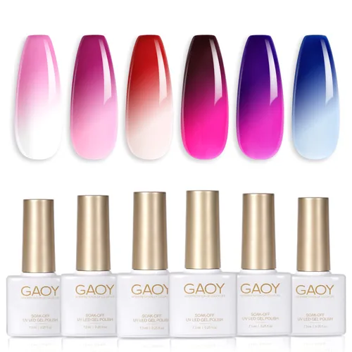 Miniatura 18 de GAOY - Juego de 6 esmaltes de uñas en gel de color rojo borgoña, incluido el kit de esmaltes en gel de color rojo vino cereza oscuro con luz