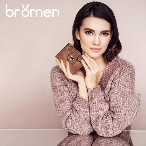 Miniatura 2 de BROMEN Billeteras pequeñas para mujer, con bloqueo RFID, de cuero, plegable, con cremallera, bolsillo para monedas, tarjetero con ventanas