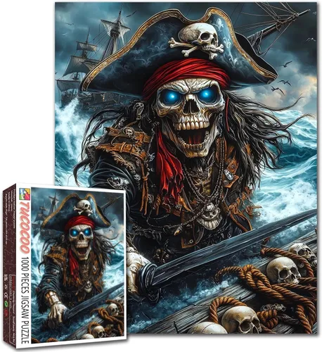Miniatura 11 de Rompecabezas de 1000 piezas para adultos, rompecabezas de barco pirata para desafiantes juegos de actividades familiares, rompecabezas de arte