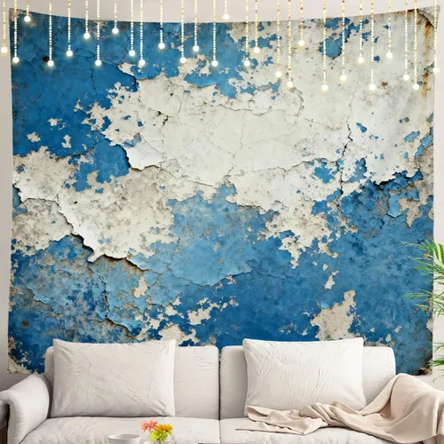 Miniatura 145 de Shrahala Tapiz de pared azul brillante, acuarela azul degradado para colgar en la pared, tapiz grande decorativo de fibra de poliéster, dobladillo
