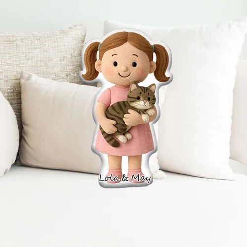 Miniatura 3 de Pofily Almohada personalizada de muñecas de dibujos animados, almohada personalizada que se parece a ti, almohadas Mini Me con cara y nombre para B01