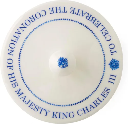 Miniatura 8 de Portmeirion Inicio y regalos Spode King Charles III Coronation - Azucarero cubierto con tapa de 9.5 fl oz, patrón azul y blanco fabricado
