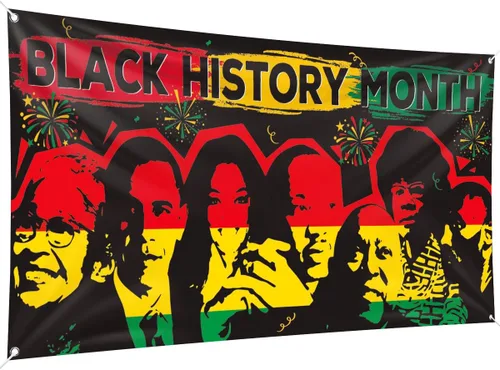 Pancarta de fondo del mes de la historia negra, 78 x 43 pulgadas, tamaño grande, pancartas de fondo rojo, naranja y verde, suministros de decoración