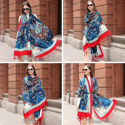 Miniatura 266 de DANA XU Manta de pashmina extragrande 100% de lana merina, bufanda de viaje, bufanda de cachemira para mujer, otoño e invierno, chal de gran