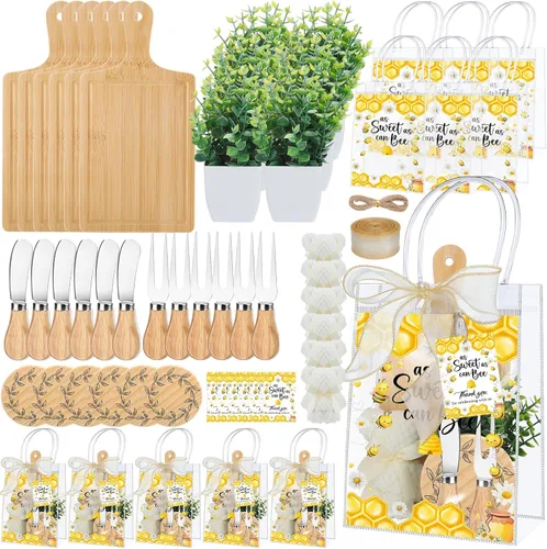 Miniatura 9 de Honeydak 49 Piezas Premios de Baby Shower para Jugadores de Juegos, 6 Juegos de Tabla de Quesos con Tenedor y Cuchillos, Posavasos, Toalla, Planta