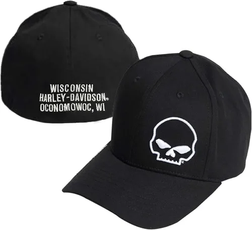 Miniatura 3 de Harley-Davidson - Gorra de béisbol para hombre, diseño de calavera torcida, color negro