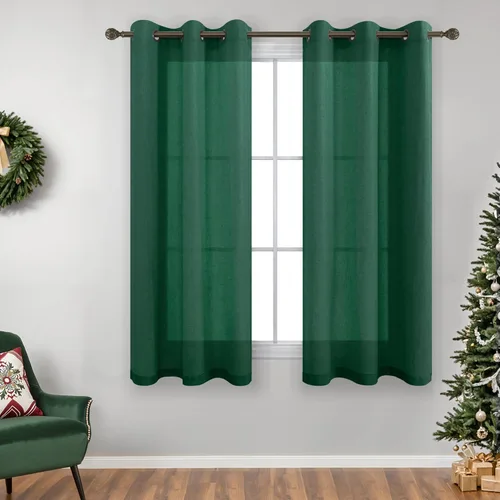 Miniatura 19 de KOUFALL Cortinas de lino azul piedra para dormitorio, 2 paneles de cortinas semitransparentes azul empolvado con ojales de bronce para sala