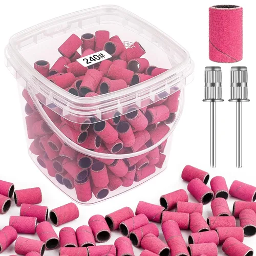 Miniatura 11 de Bandas de lijado para taladro de uñas de grano 240, bandas de lijado de uñas extremadamente finas, 200 bandas de lijado profesionales moradas y 2