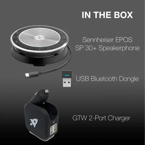 Miniatura 8 de GTW Bundle EPOS - Altavoz Sennheiser SP 30+ con USB Bluetooth Dongle y GTW cargador de 2 puertos, compatible con equipos, zoom, Webex, Skype, móvil